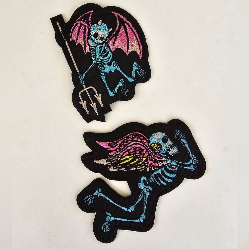 😈 Skeleton Angel & Devil On Your Shoulder Patch Set
